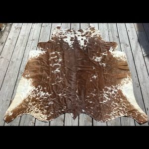 Large 5x5 Genuine Hide-on Cowhide Rug Throw Hide New Brown White Western…